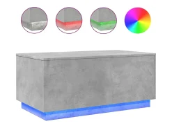 Mesa de centro con luces LED gris hormigón 90x50x40 cm