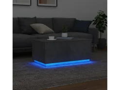 Mesa de centro con luces LED gris hormigón 90x50x40 cm