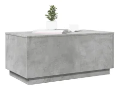 Mesa de centro con luces LED gris hormigón 90x50x40 cm