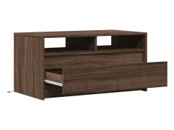 Mesa de centro con luces LED madera de ingeniería marrón roble