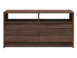 Mesa de centro con luces LED madera de ingeniería marrón roble