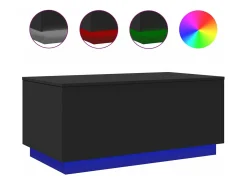 Mesa de centro con luces LED negro 90x50x40 cm