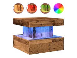 Mesa de centro con luces LED madera envejecida 50x50x40 cm