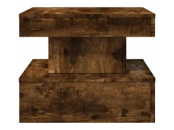 Mesa de centro con luces LED roble ahumado 50x50x40 cm
