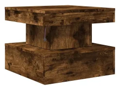 Mesa de centro con luces LED roble ahumado 50x50x40 cm