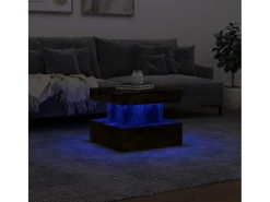 Mesa de centro con luces LED roble ahumado 50x50x40 cm