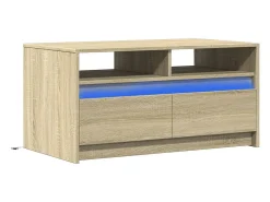 Mesa de centro con luces LED madera de ingeniería roble Sonoma