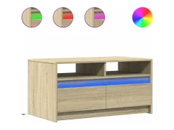 Mesa de centro con luces LED madera de ingeniería roble Sonoma