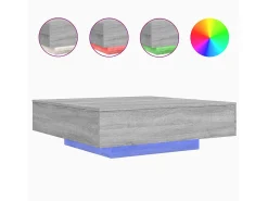 Mesa de centro con luces LED gris Sonoma 100x100x31 cm