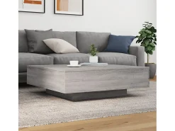 Mesa de centro con luces LED gris Sonoma 100x100x31 cm