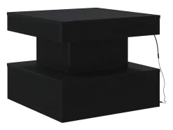 Mesa de centro con luces LED roble negro 50x50x40 cm