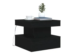 Mesa de centro con luces LED roble negro 50x50x40 cm