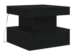 Mesa de centro con luces LED roble negro 50x50x40 cm