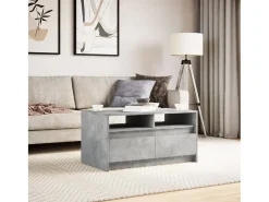 Mesa de centro con luces LED madera de ingeniería gris hormigón