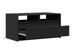 Mesa de centro con luces LED madera de ingeniería negra