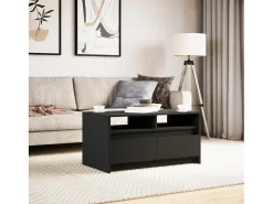 Mesa de centro con luces LED madera de ingeniería negra