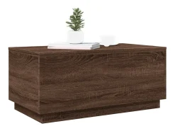 Mesa de centro con luces LED marrón roble 90x50x40 cm