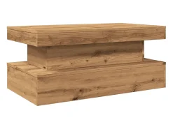 Mesa de centro con luces LED roble artisian 90x50x40 cm