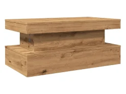 Mesa de centro con luces LED roble artisian 90x50x40 cm