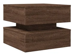 Mesa de centro con luces LED marrón roble 50x50x40 cm