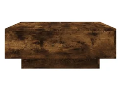 Mesa de centro con luces LED roble ahumado 80x80x31 cm
