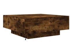 Mesa de centro con luces LED roble ahumado 80x80x31 cm