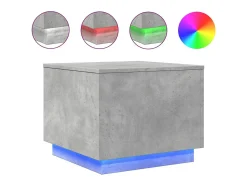 Mesa de centro con luces LED gris hormigón 50x50x40 cm