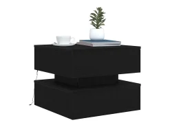 Mesa de centro con luces LED roble negro 50x50x40 cm