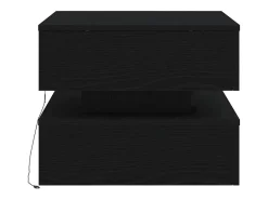 Mesa de centro con luces LED roble negro 50x50x40 cm