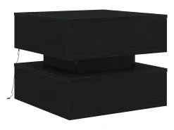Mesa de centro con luces LED roble negro 50x50x40 cm
