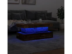Mesa de centro con luces LED madera envejecida 90x50x40 cm