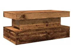 Mesa de centro con luces LED madera envejecida 90x50x40 cm