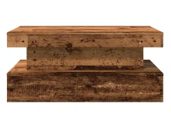 Mesa de centro con luces LED madera envejecida 90x50x40 cm