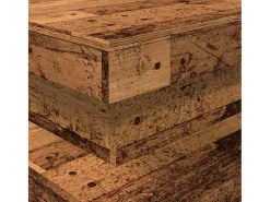Mesa de centro con luces LED madera envejecida 90x50x40 cm