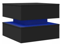 Mesa de centro con luces LED negro 50x50x40 cm