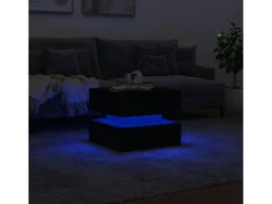 Mesa de centro con luces LED negro 50x50x40 cm
