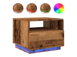 Mesa de centro con luces LED madera envejecida 50x49x40 cm