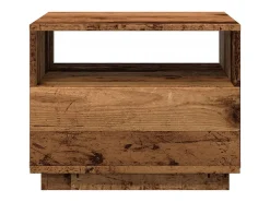 Mesa de centro con luces LED madera envejecida 50x49x40 cm