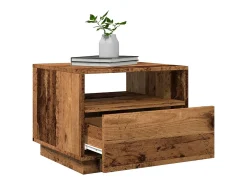 Mesa de centro con luces LED madera envejecida 50x49x40 cm