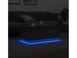 Mesa de centro con luces LED marrón roble 90x50x40 cm