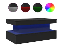 Mesa de centro con luces LED negro 90x50x40 cm
