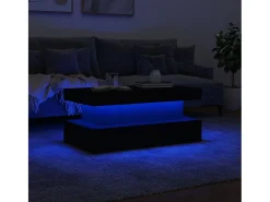 Mesa de centro con luces LED negro 90x50x40 cm