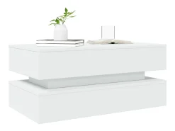 Mesa de centro con luces LED blanco 90x50x40 cm