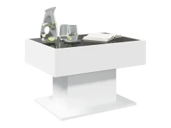 Mesa de centro con luz LED madera ingeniería blanca 70x50x45 cm