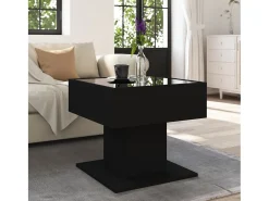 Mesa de centro con luz LED madera ingeniería negra 50x50x45 cm