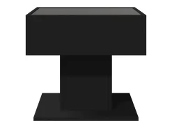 Mesa de centro con luz LED madera ingeniería negra 50x50x45 cm