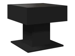 Mesa de centro con luz LED madera ingeniería negra 50x50x45 cm