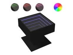 Mesa de centro con luz LED madera ingeniería negra 50x50x45 cm