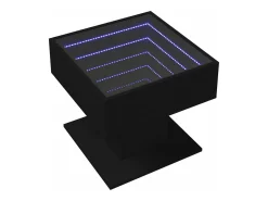 Mesa de centro con luz LED madera ingeniería negra 50x50x45 cm