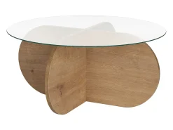 Mesa de centro con patas cruzadas y tablero de vidrio templado Ø75 cm - AERIS